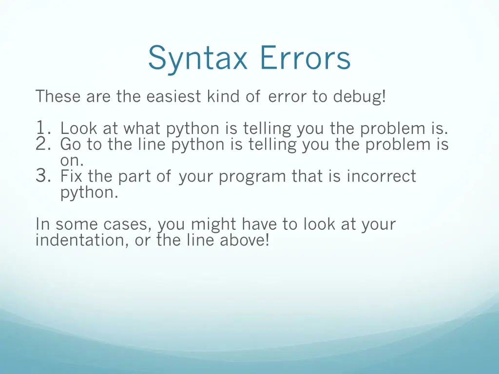 syntax errors