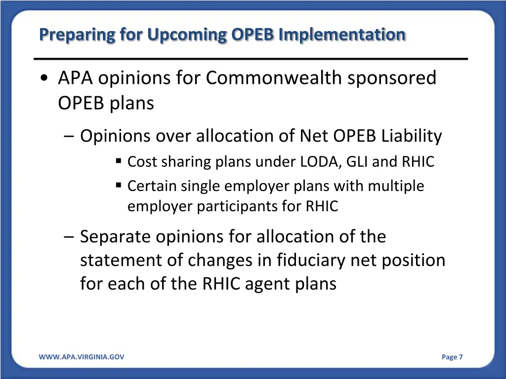 preparing for upcoming opeb implementation 5
