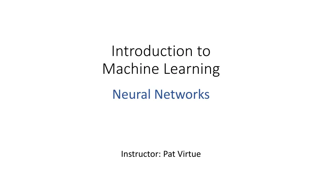 introduction to machine learning