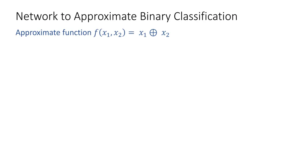 network to approximate binary classification 1