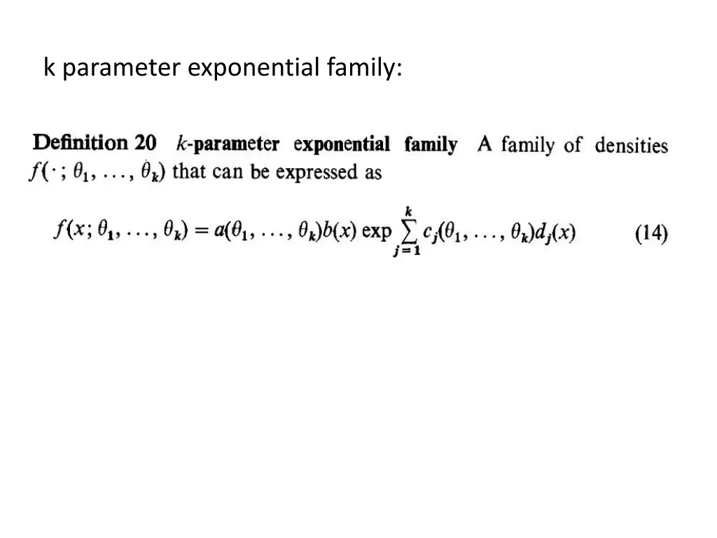 k parameter exponential family