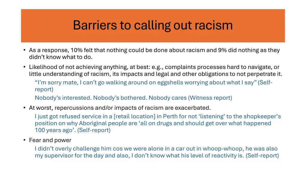 barriers to calling out racism