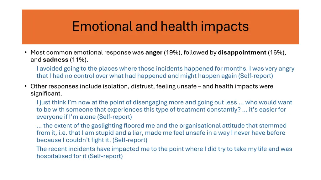 emotional and health impacts