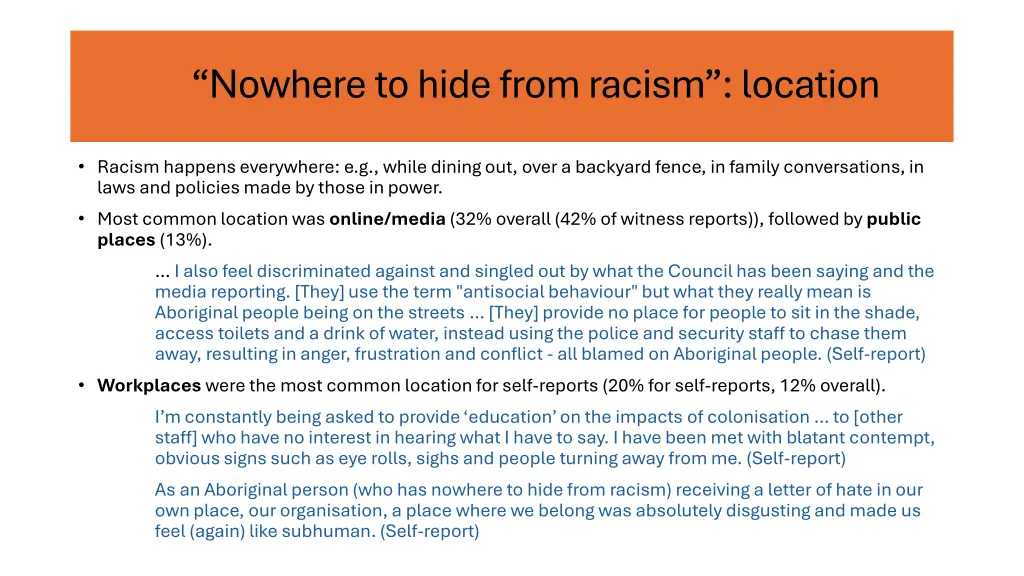 nowhere to hide from racism location