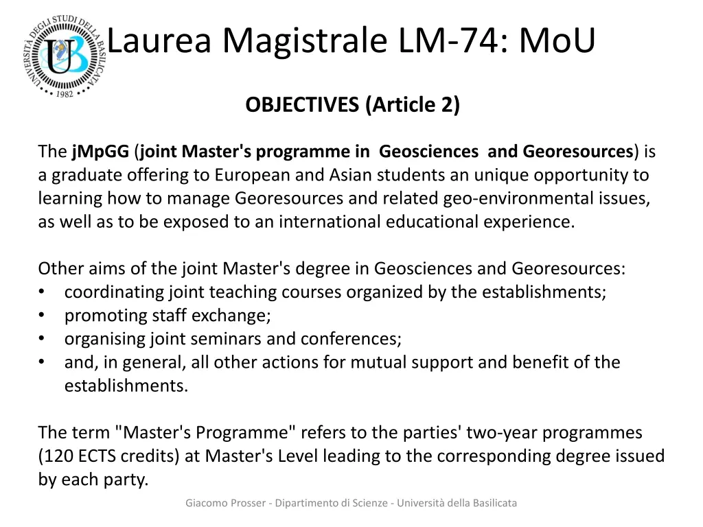 laurea magistrale lm 74 mou 1