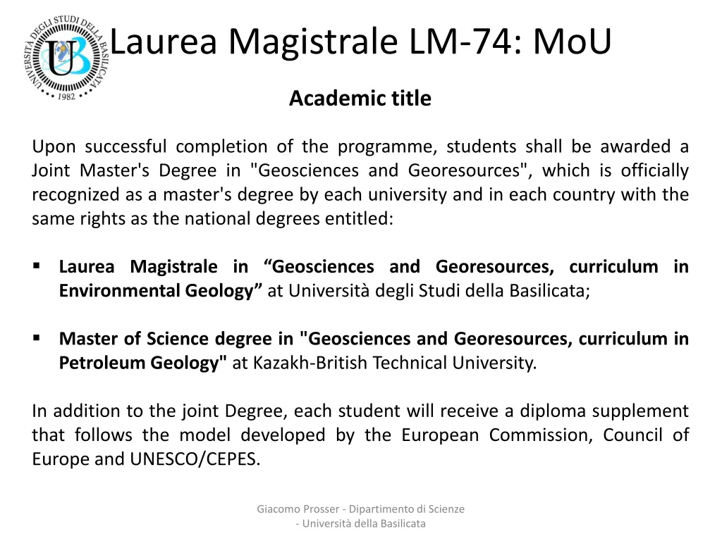 laurea magistrale lm 74 mou 2