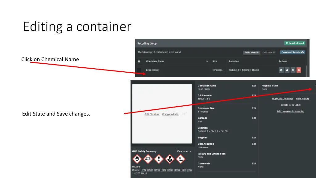 editing a container
