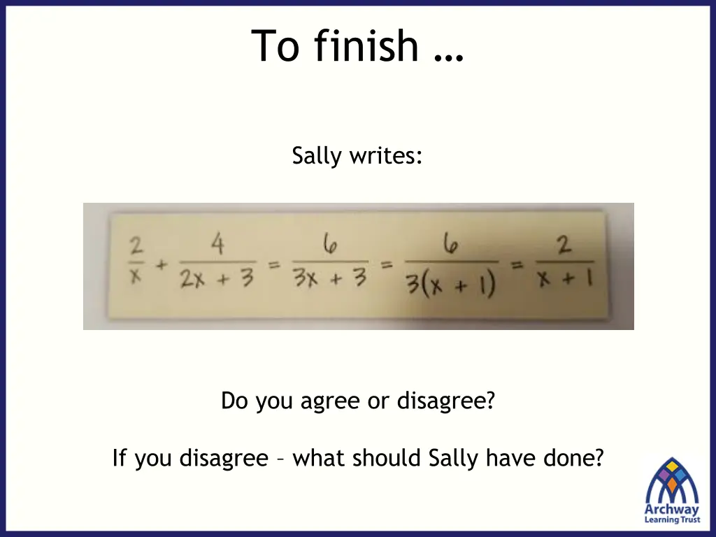 to finish