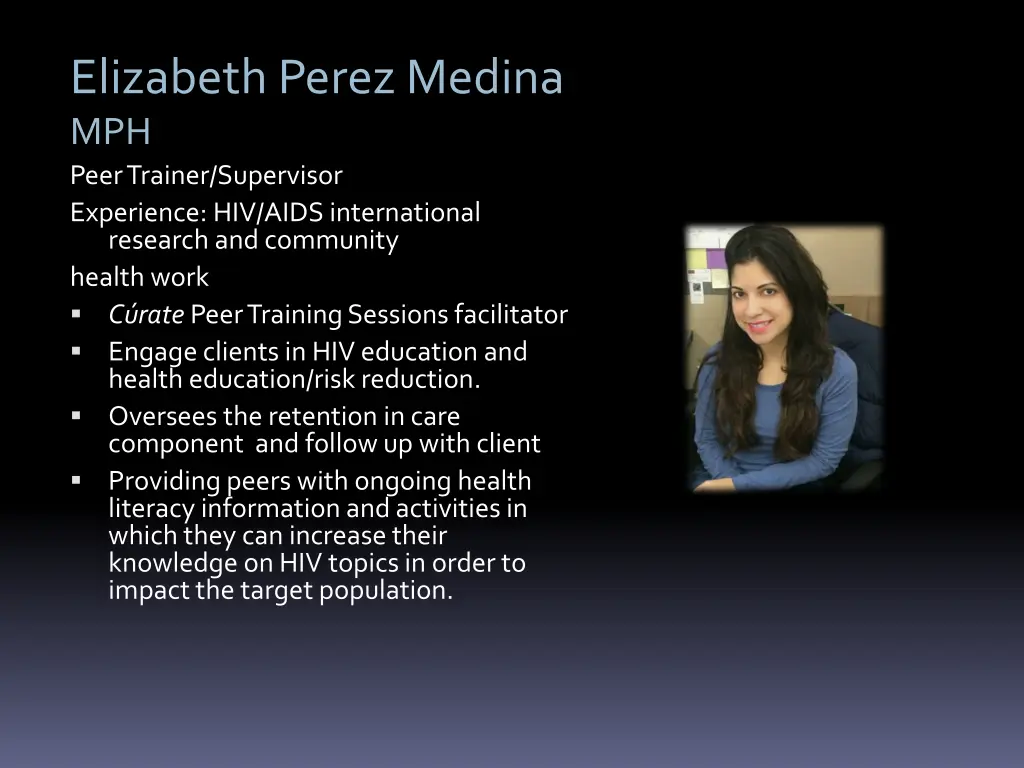 elizabeth perez medina mph peer trainer