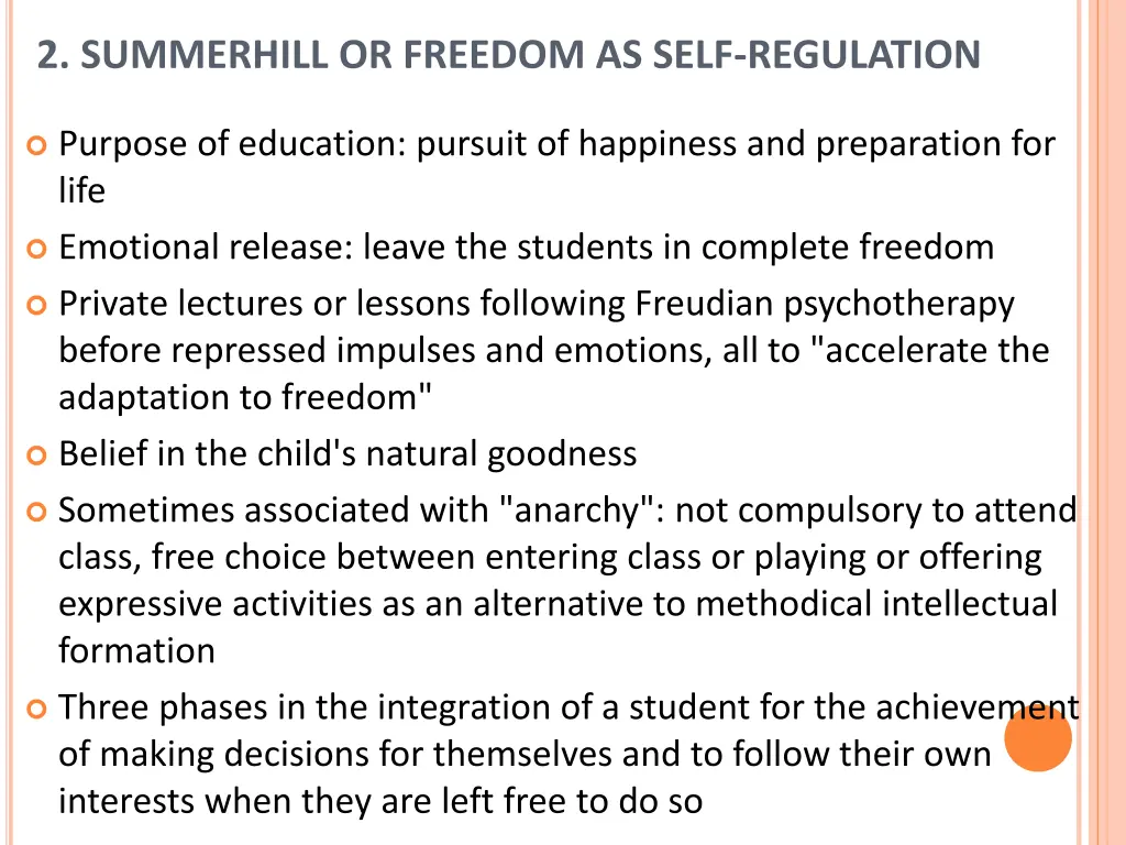 2 summerhill or freedom as self regulation 2