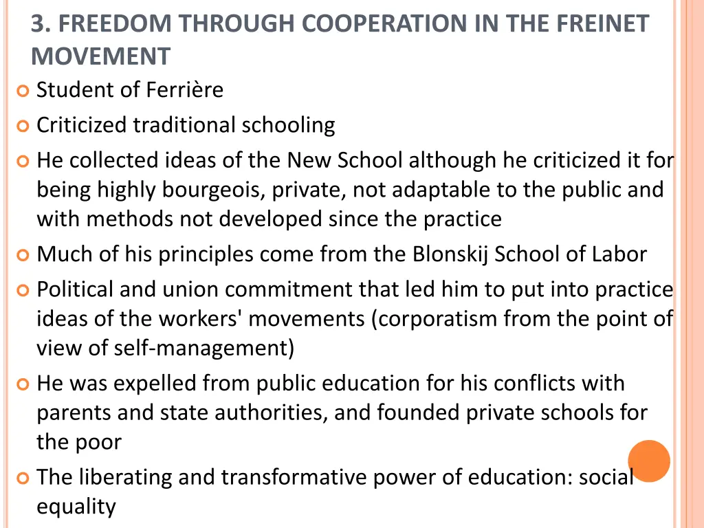 3 freedom through cooperation in the freinet