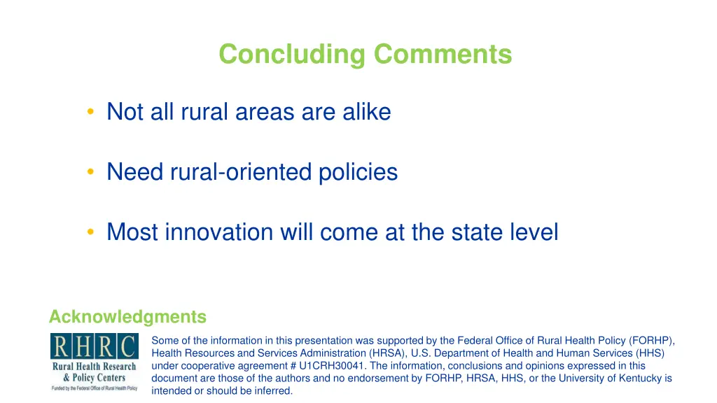 concluding comments