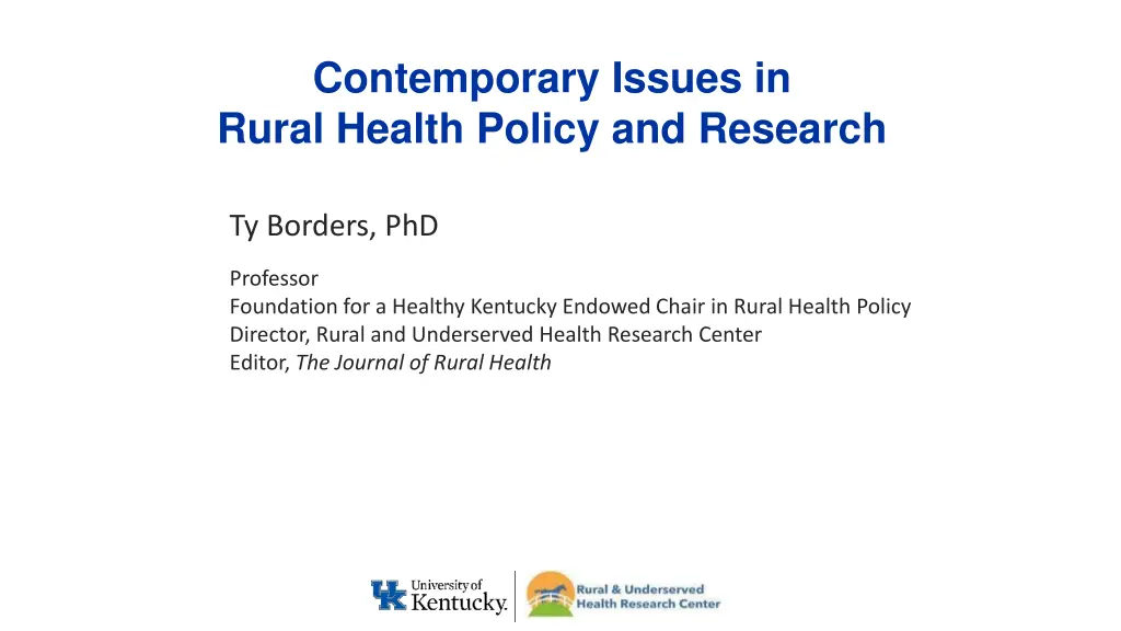 contemporary issues in rural health policy