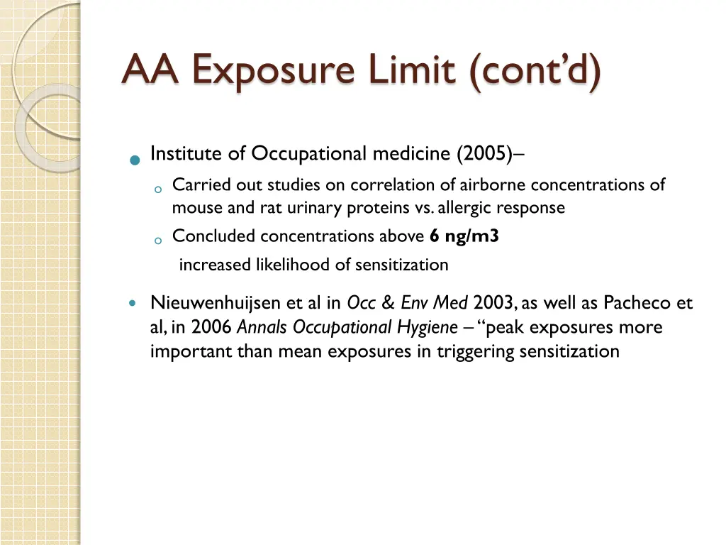 aa exposure limit cont d
