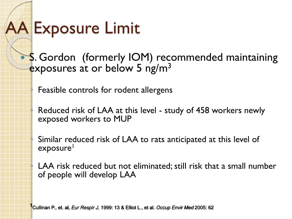 aa exposure limit