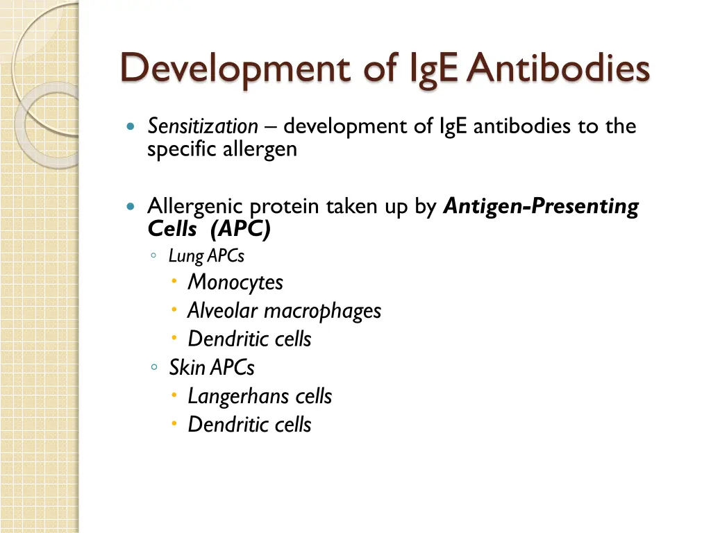 development of ige antibodies