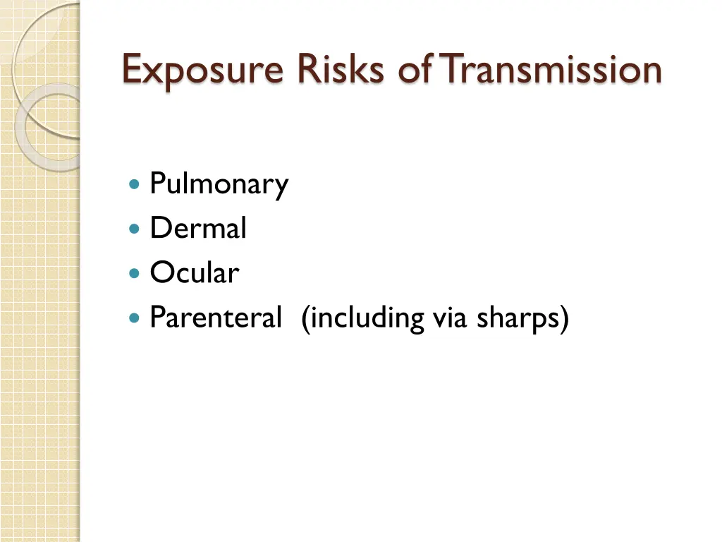 exposure risks of transmission