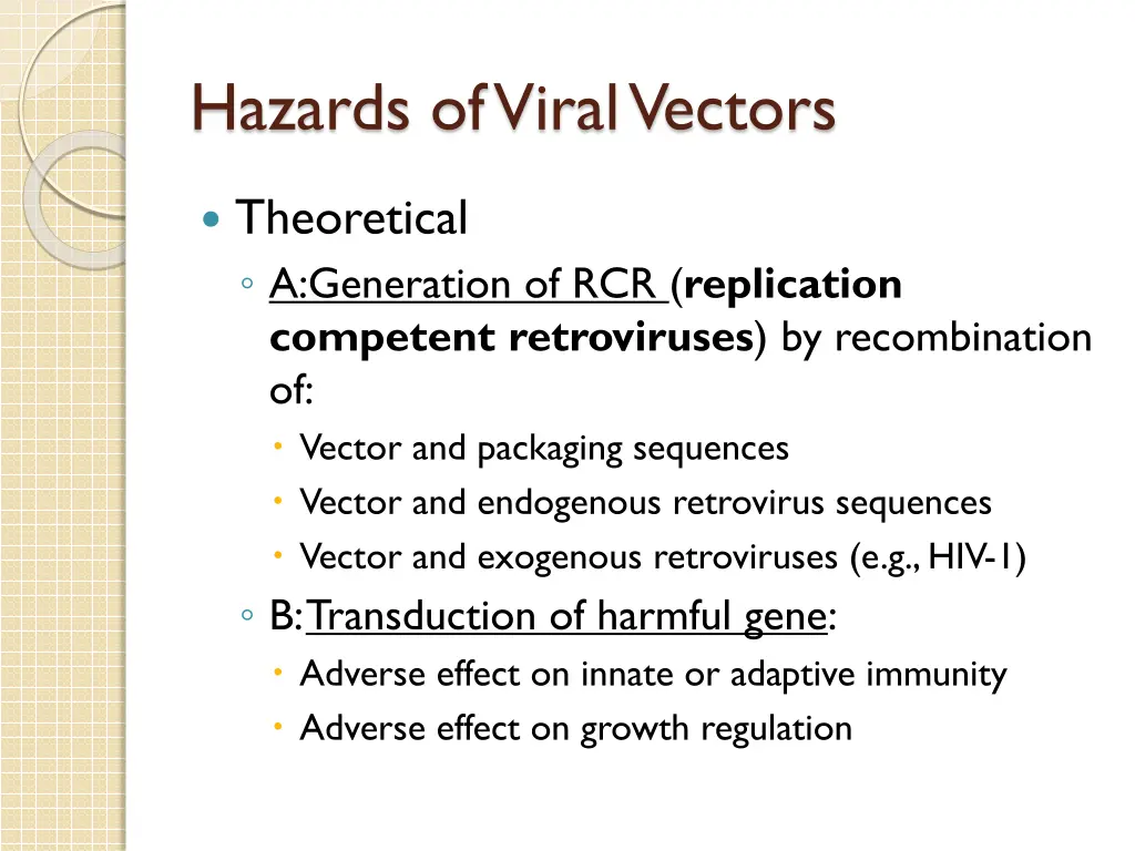 hazards of viral vectors