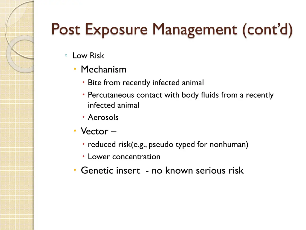 post exposure management cont d 1