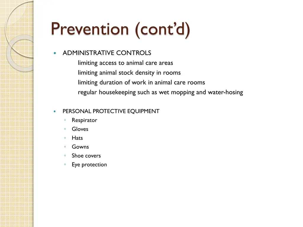 prevention cont d