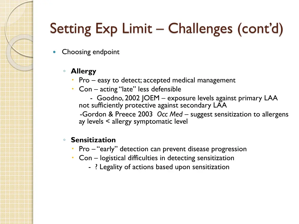 setting exp limit challenges cont d