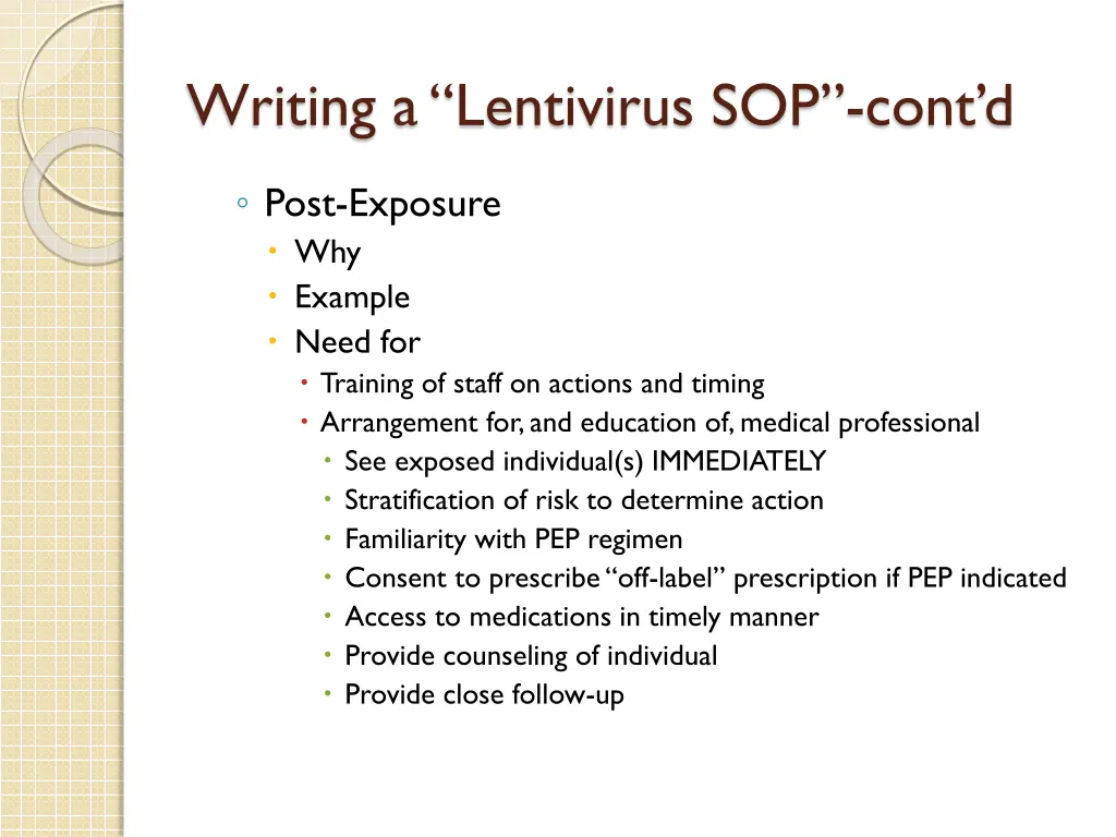writing a lentivirus sop cont d