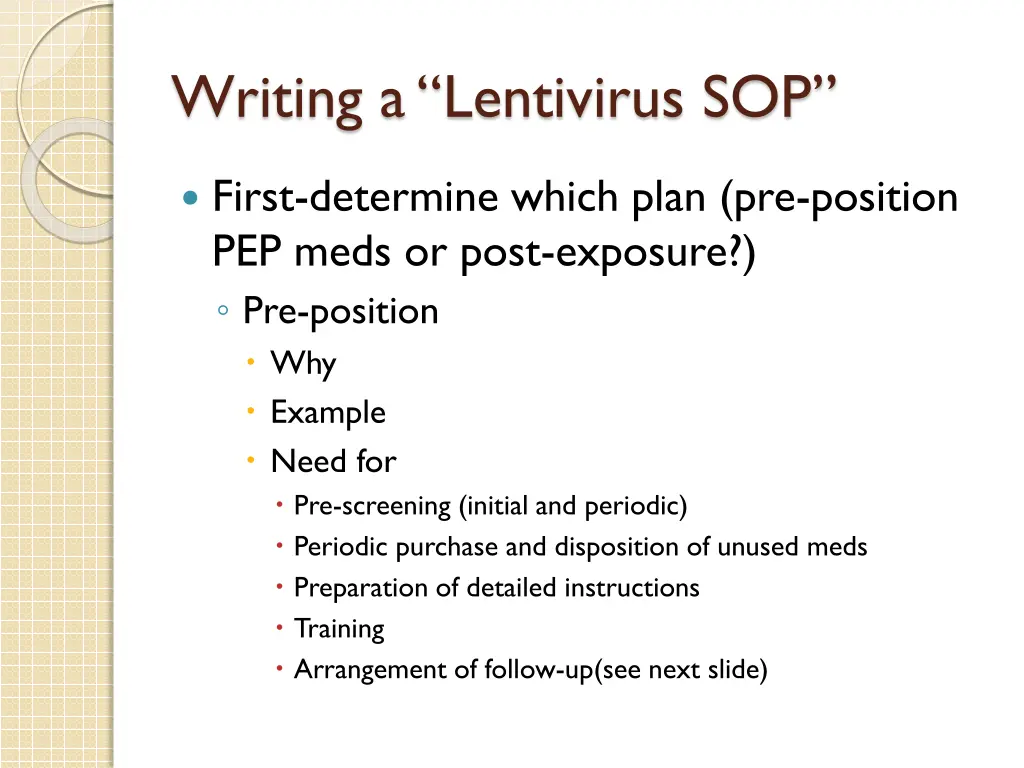 writing a lentivirus sop