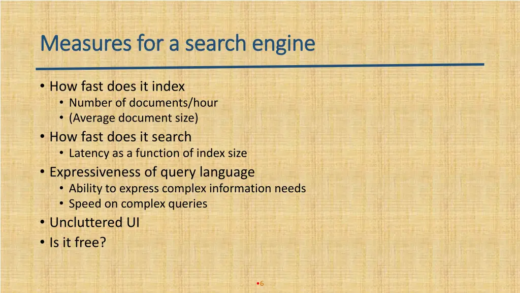 measures for a search engine measures