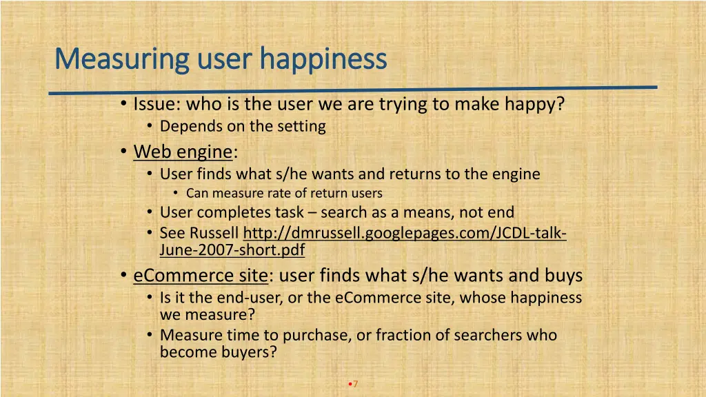 measuring user happiness measuring user happiness