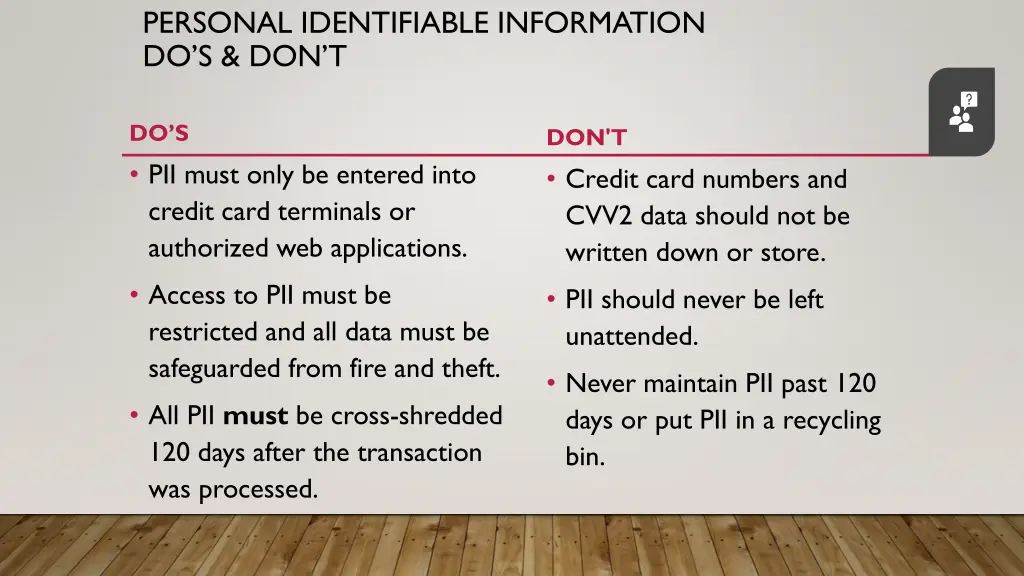 personal identifiable information do s don t