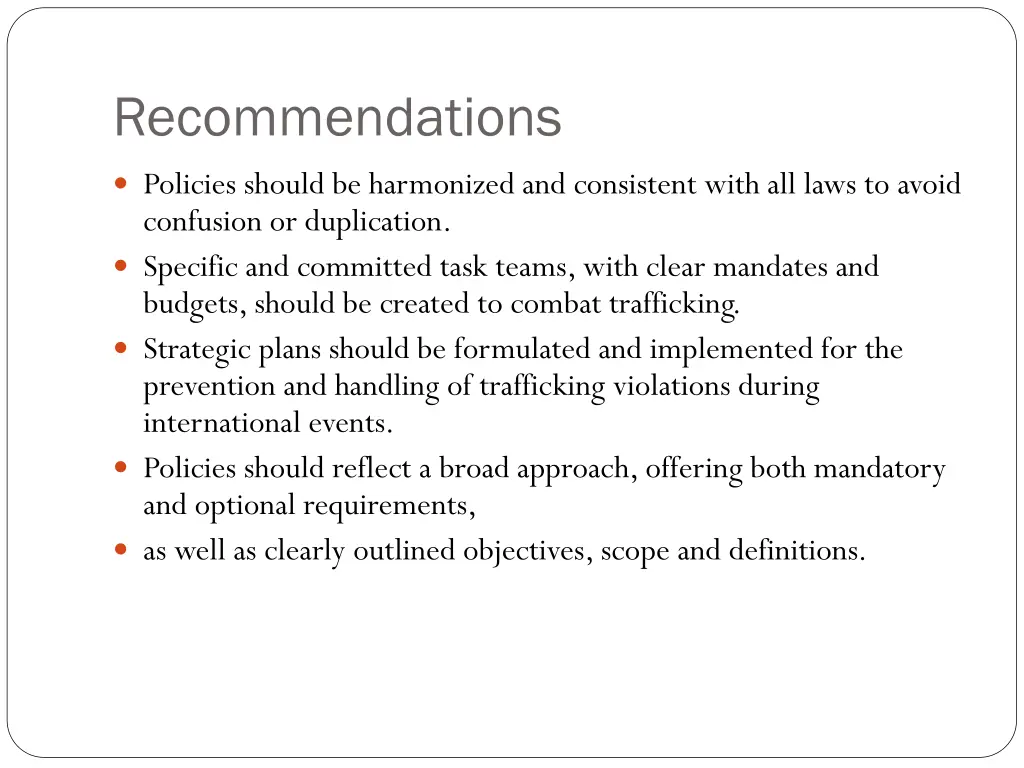 recommendations 1