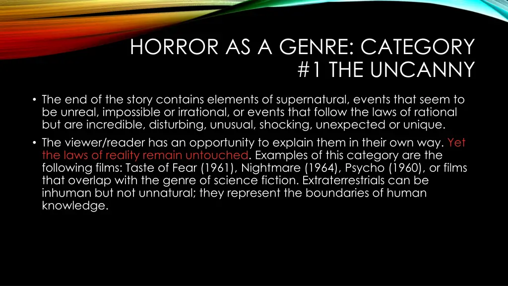 horror as a genre category 1 the uncanny