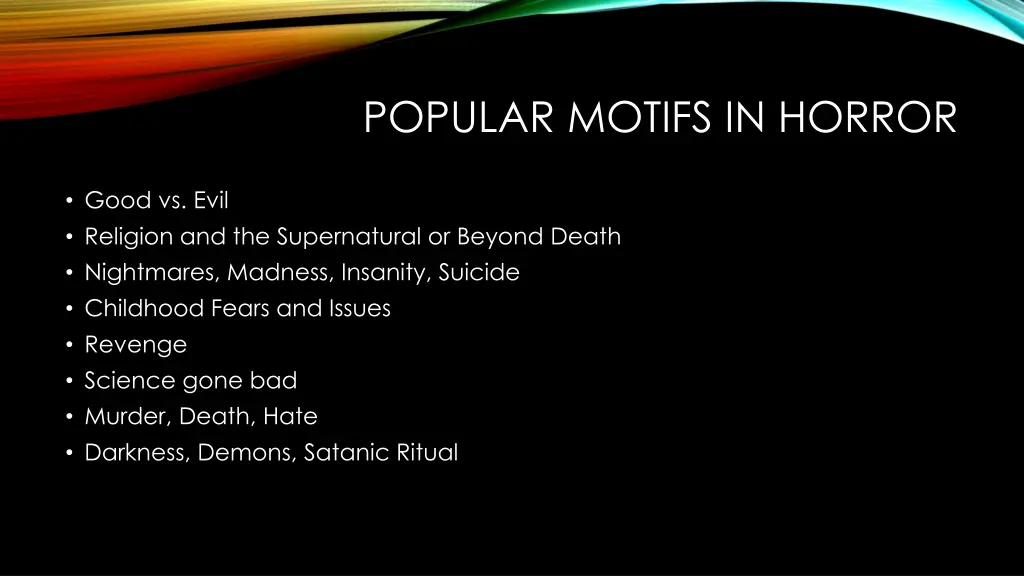 popular motifs in horror