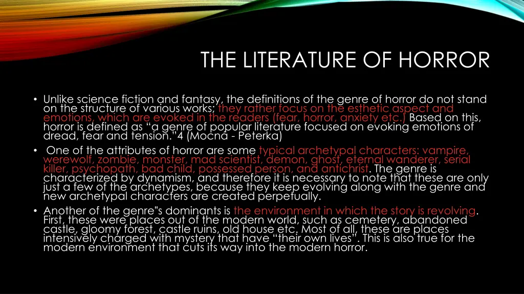 the literature of horror