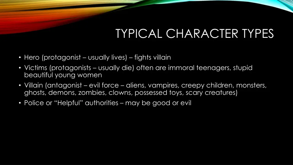 typical character types