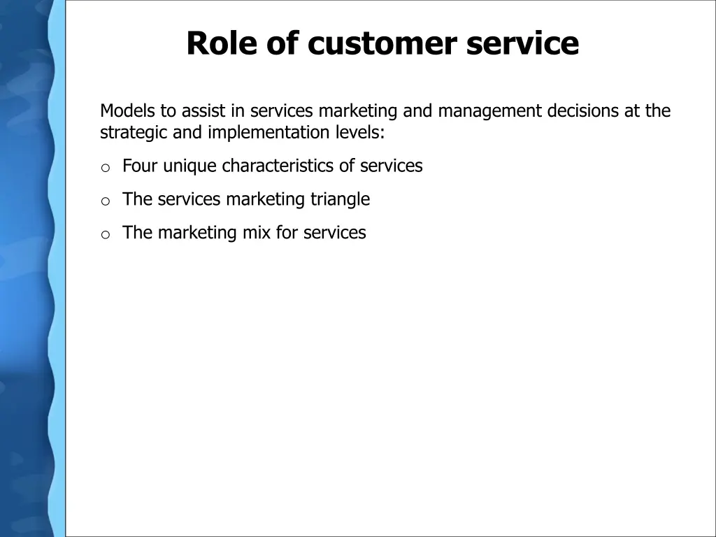 role of customer service