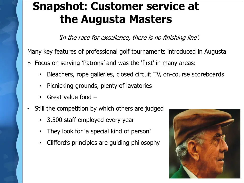 snapshot customer service at the augusta masters