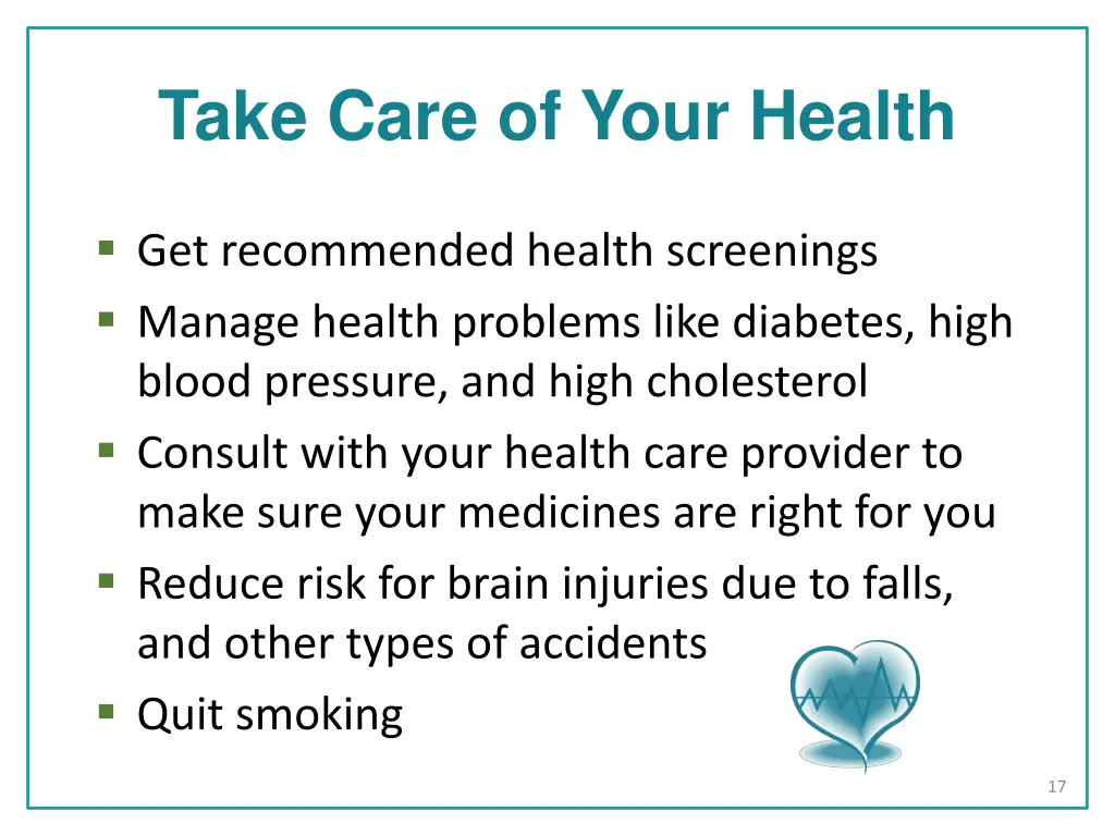 take care of your health