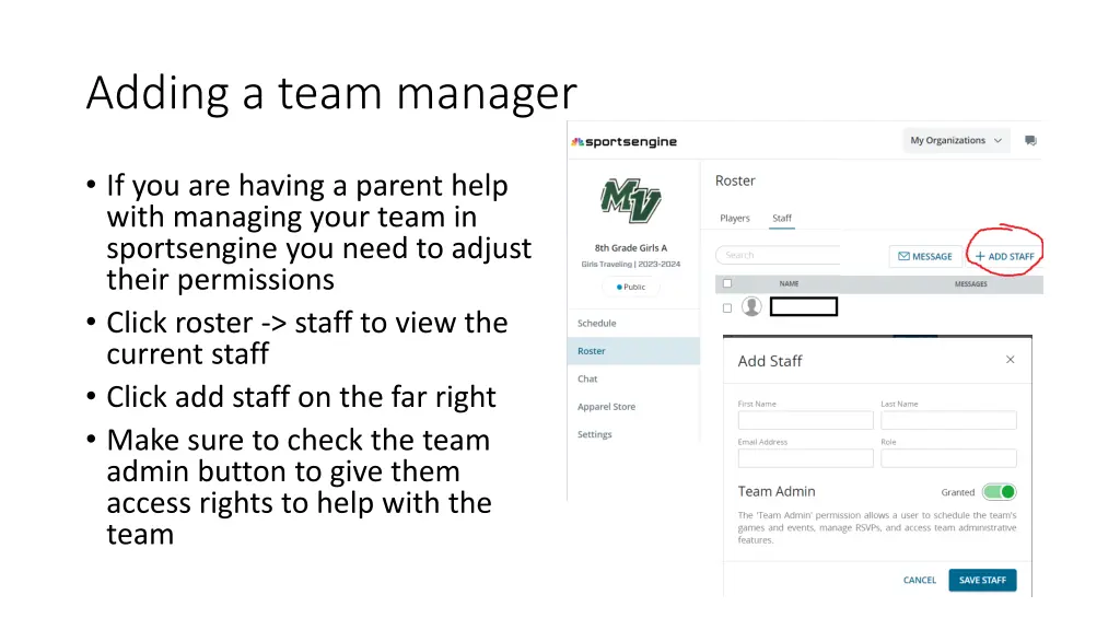 adding a team manager
