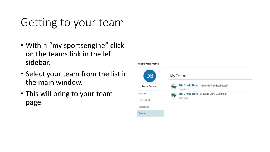 getting to your team 1