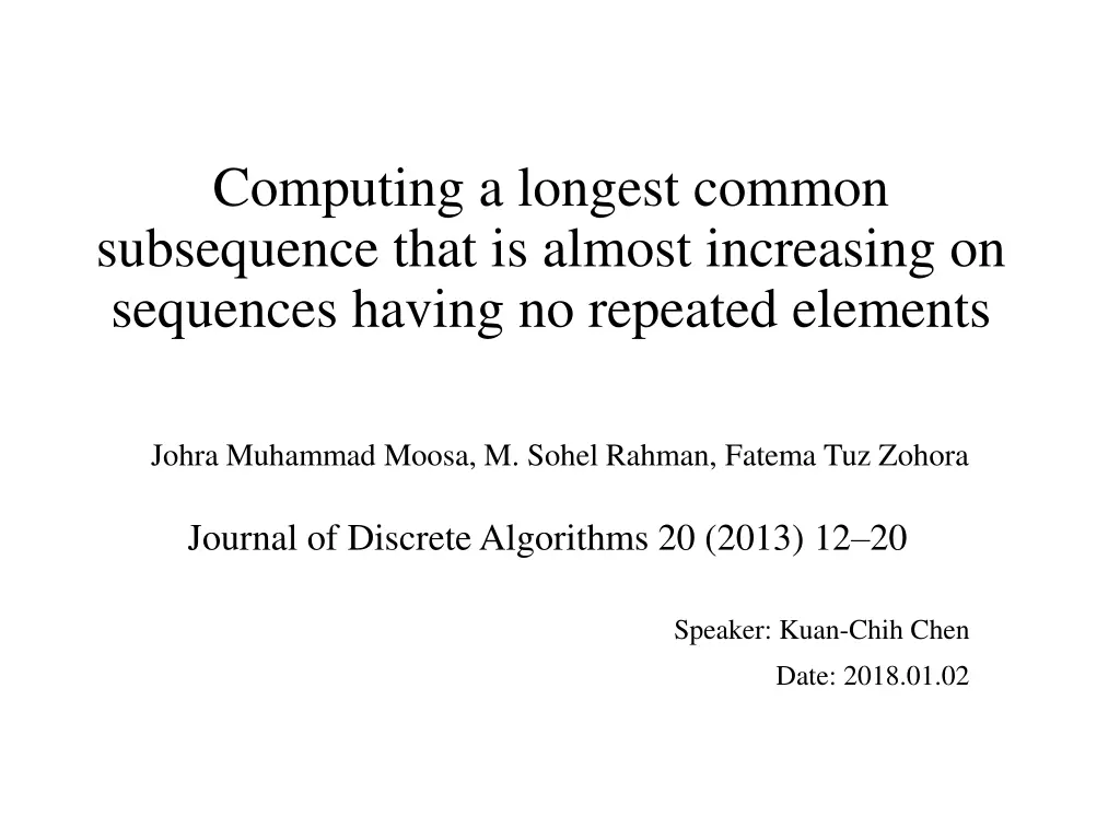 computing a longest common subsequence that