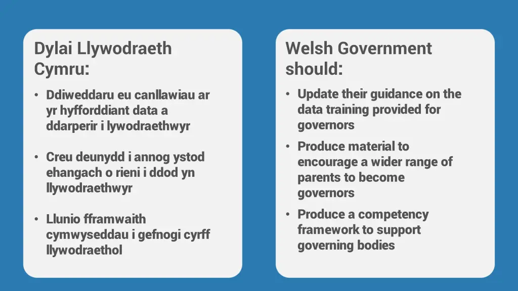 dylai llywodraeth cymru ddiweddaru eu canllawiau
