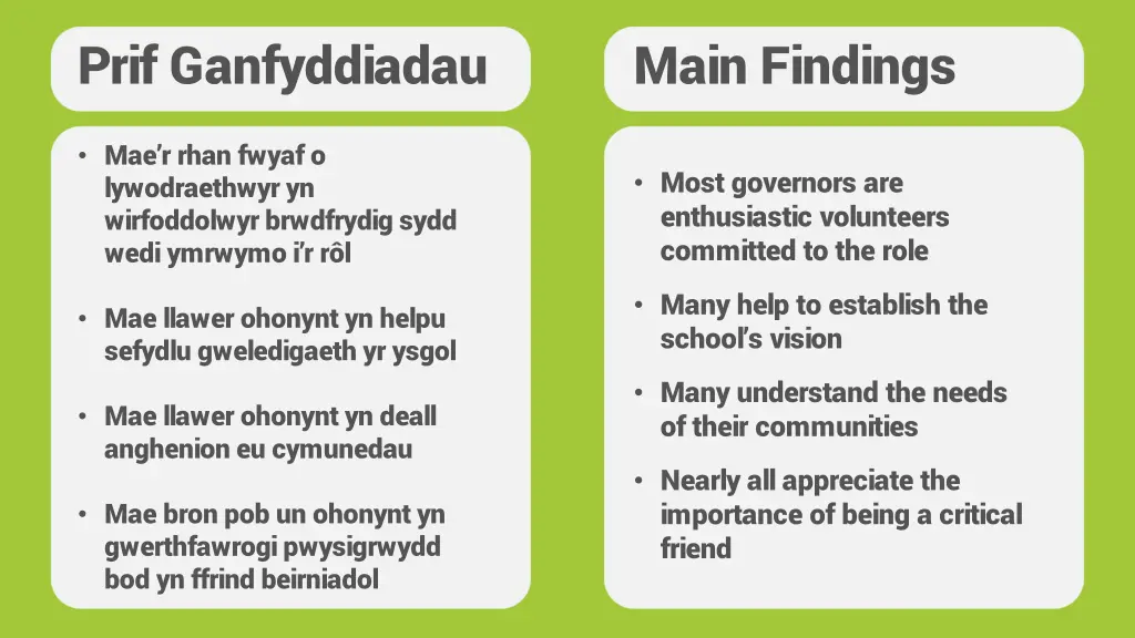 prif ganfyddiadau