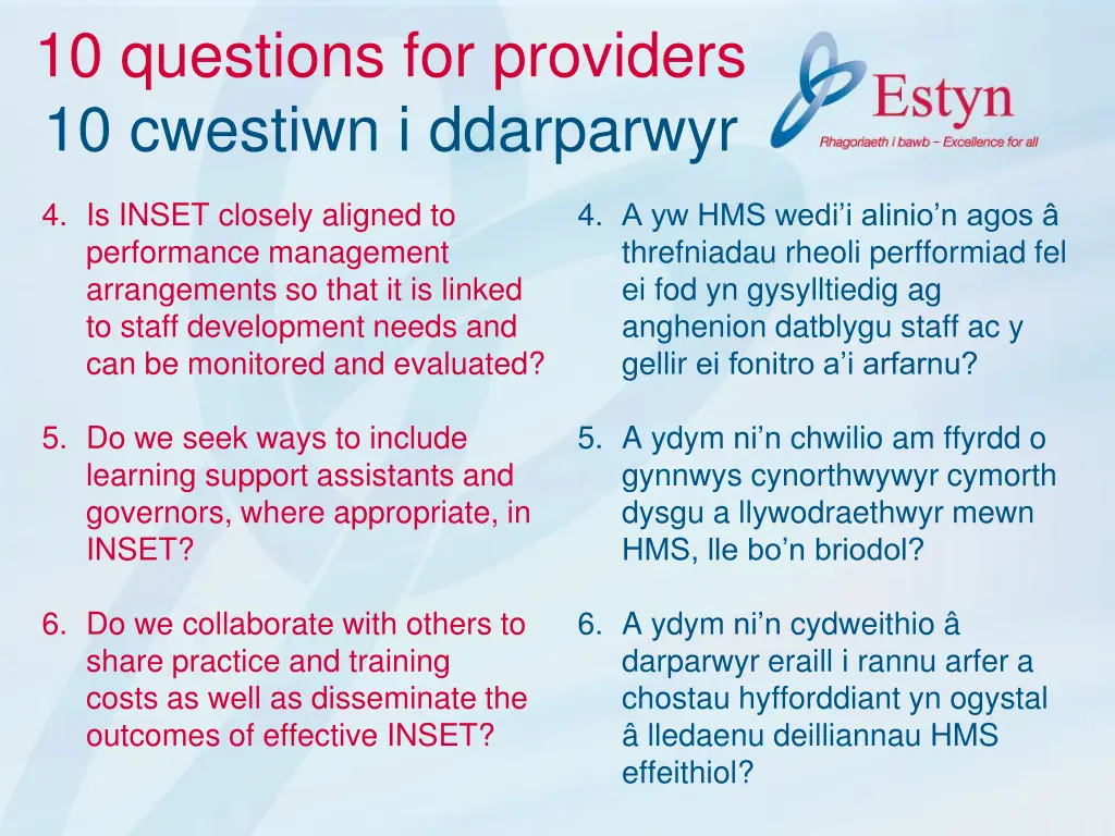 10 questions for providers 10 cwestiwn 1