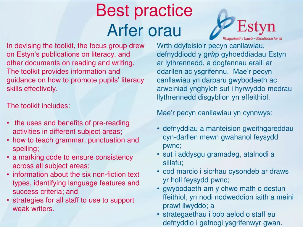 best practice arfer orau 2