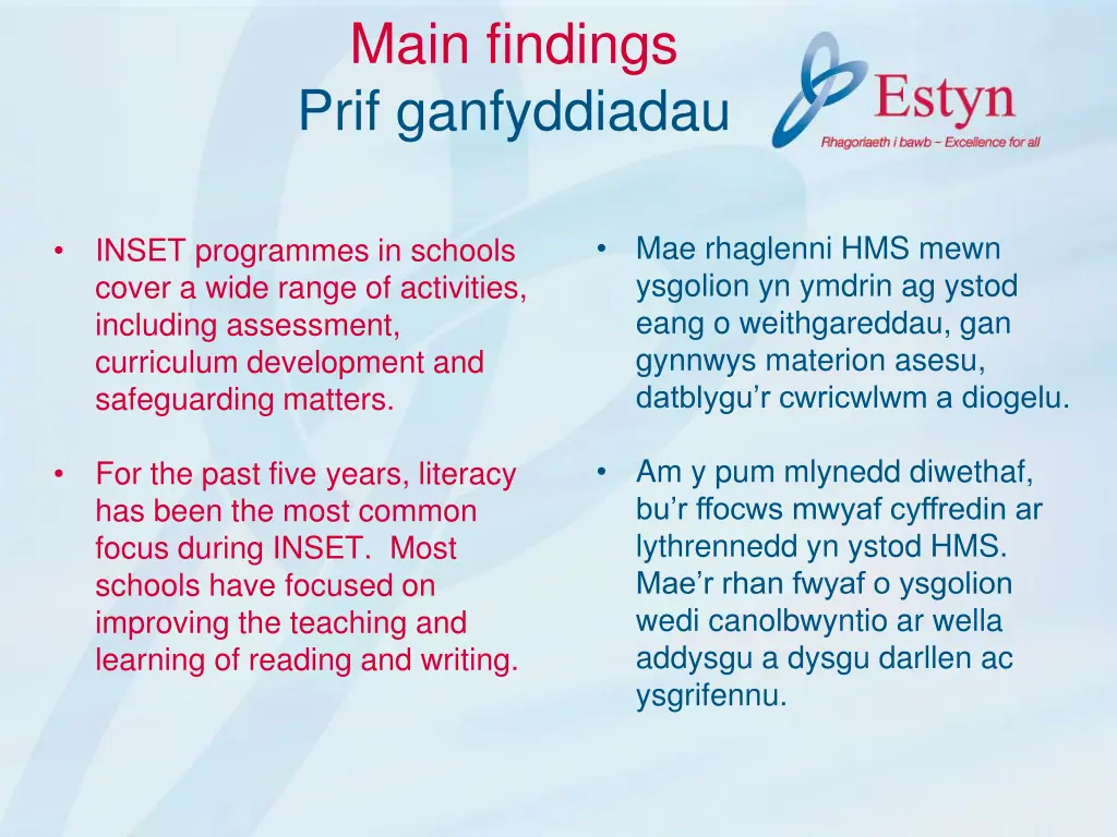 main findings prif ganfyddiadau 2
