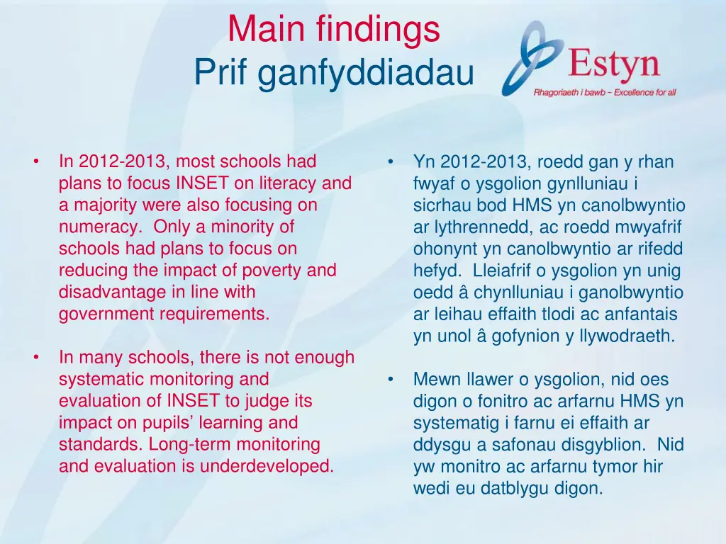 main findings prif ganfyddiadau 3