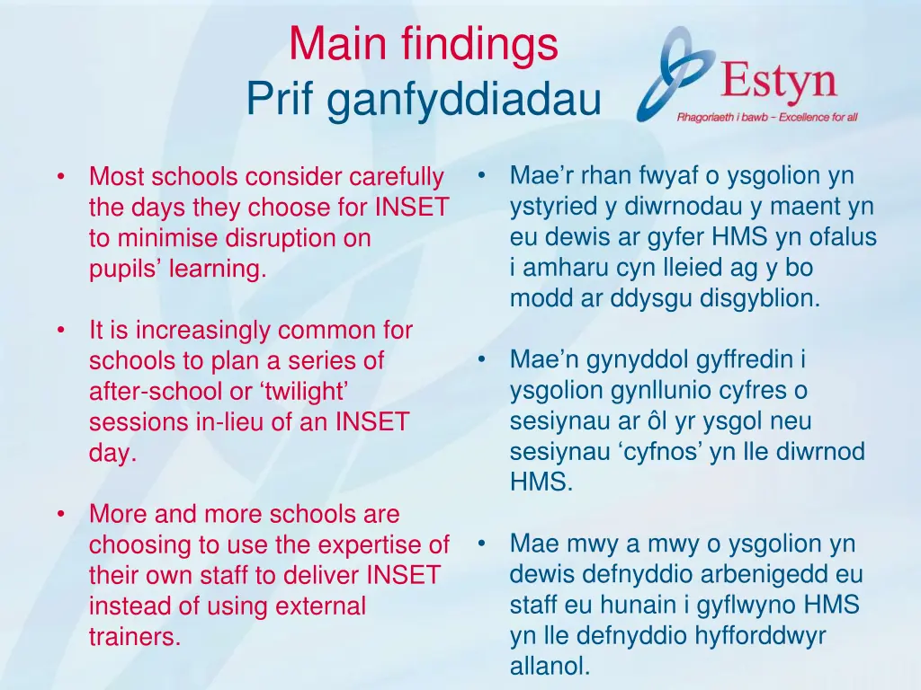 main findings prif ganfyddiadau 4