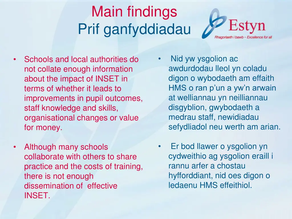 main findings prif ganfyddiadau 7