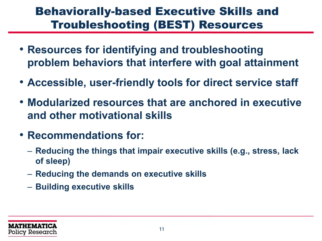 behaviorally based executive skills